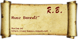 Rusz Bennó névjegykártya